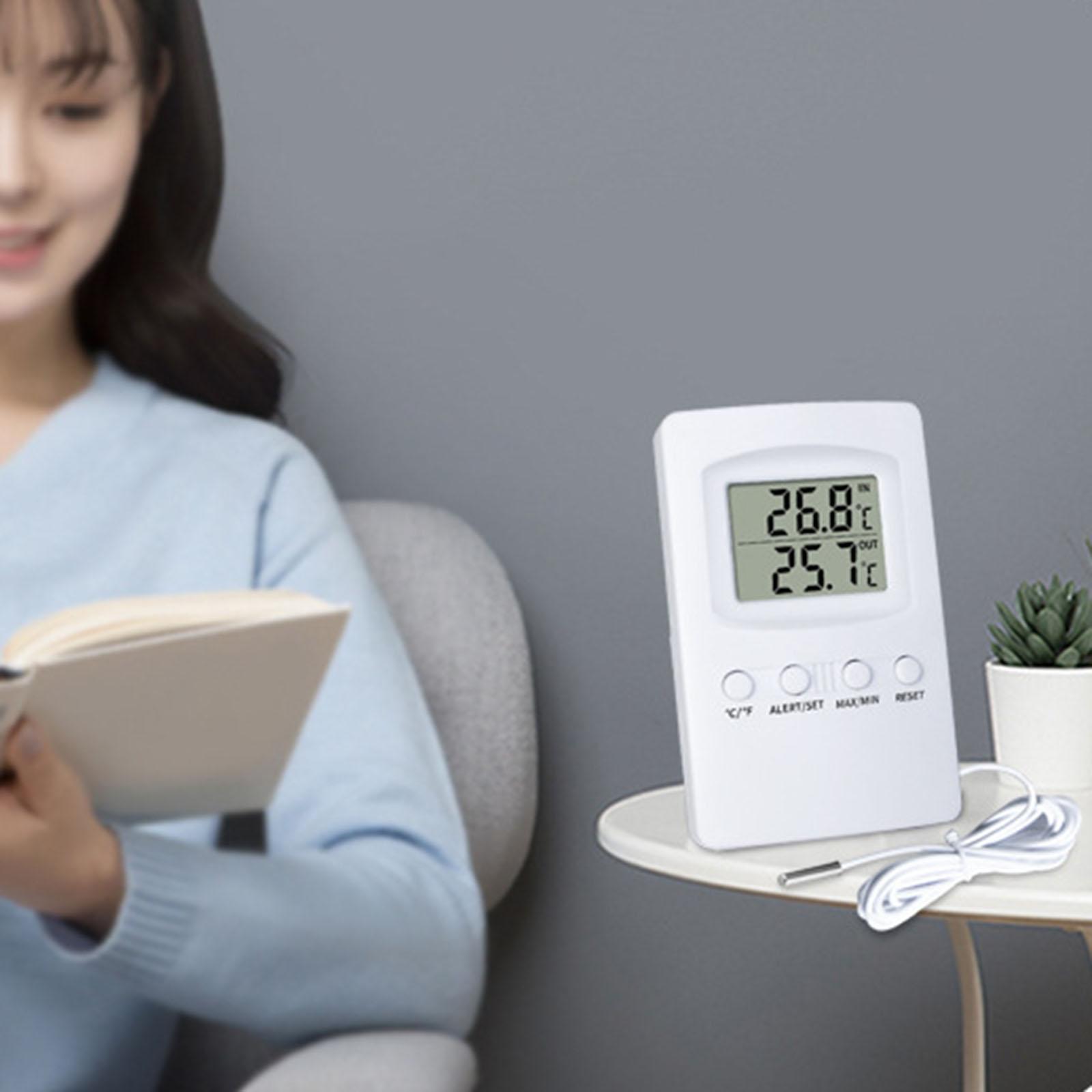 Digital Thermometer Max Min Temperature for Home °C/°F with Alarm with Probe