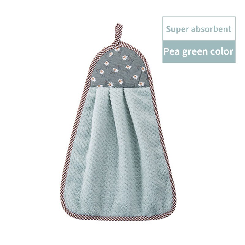 Koral fløjl badeudstyr blødt absorberende håndklæde køkkenklude hængende tøj køkkentilbehør 30 * 40cm: Grøn