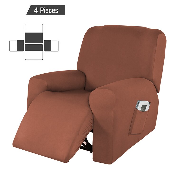 4 stk 1 sete tøye ut hvilestoltrekk spandex lenestoltrekk stue hvilestol sofatrekk sofa slipcover elastisk: Brun