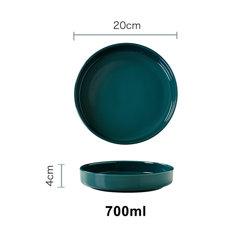 Utensilio de cocina de lujo, plato de cerámica Esmeralda, bandeja de aperitivo de cerámica, contenedor de frutos secos, platos para servir para fiestas: Round