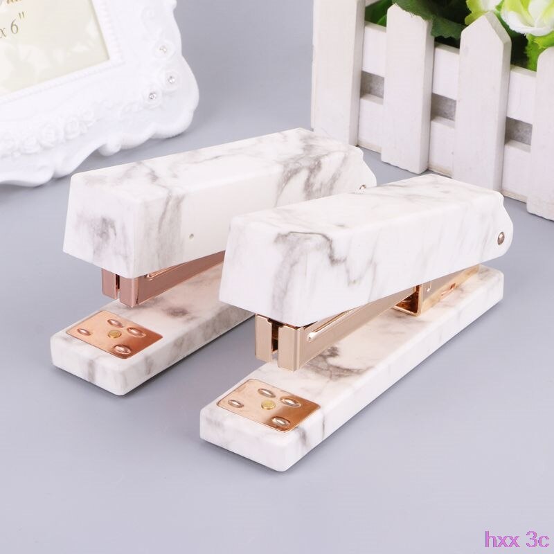 Marble Texture Stapler Manual Staples For Office Student School Home Stationery
