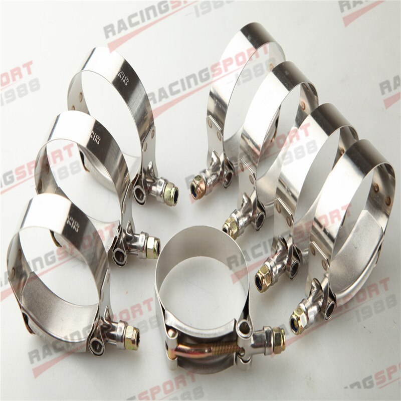 8x1.5" Inch Turbo Pipe Hose Coupler T-bolt Clamp clamps Stainless Steel 43-49mm