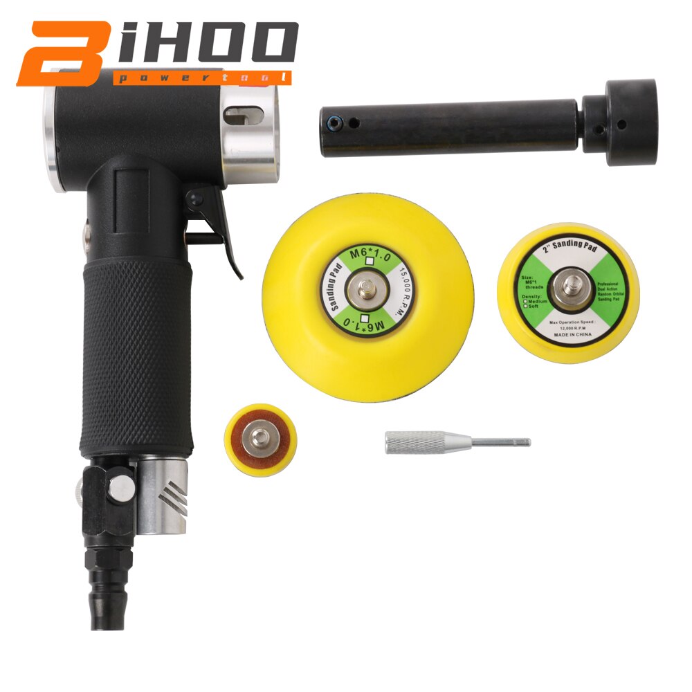 Lijadora de aire, pulidora de alargamiento de 50/90mm, Mini conjunto de lijadora neumática de 2/3 pulgadas, disco de belleza automática para carpintería, versión larga
