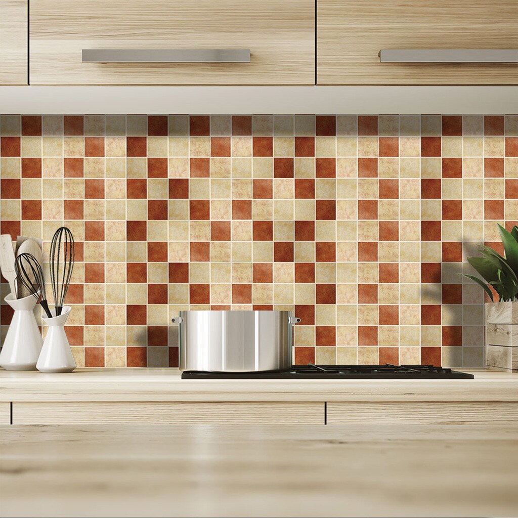 18pcs Self-adhesive Bathroom Kitchen Decor Home Wall 3D Tile Stickerfloor Tiles Stickers Waterproof Cenefa Adhesiva Cocina: A