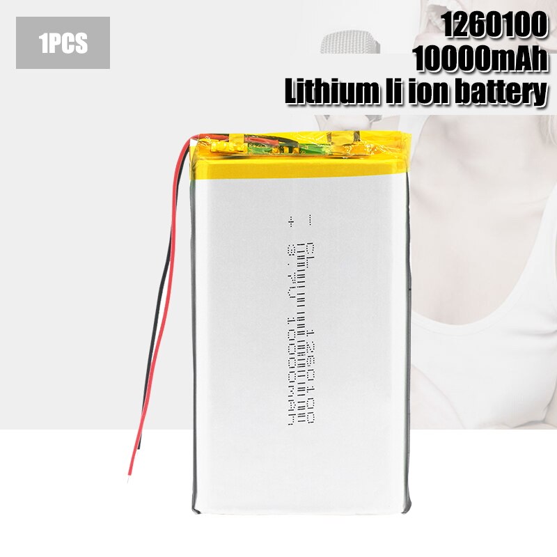 Batería Lipo recargable de 3,7 V, 10000mAh, li-po, 1260100, con PCB, batería de polímero de litio, baterías de repuesto para tableta y DVD: 1PCS