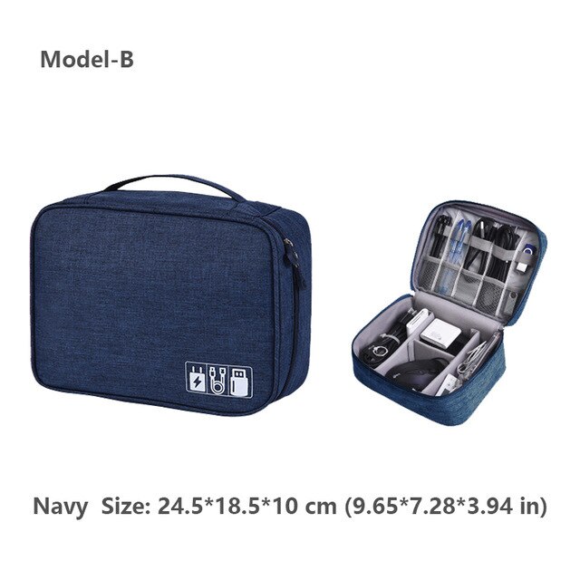 Odporne na wstrząsy elektroniczne akcesoria podróżne torba cyfrowa torebka na słuchawki gadżety etui Power Bank kabel do ładowarki USB Organizer: Navy Model B