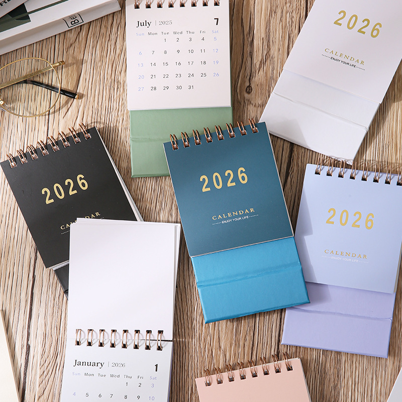 Mini-bureaukalender 2026, kalender voor thuisschool of kantoor - dagelijkse planners ongedateerd eeuwigdurend - staande flip-kalender
