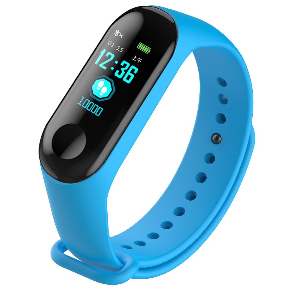 Kleurenscherm sport stappenteller slimme armband bloeddruk polsband wandelen stappenteller slimme band mannen vrouwen slim horloge: Hemelsblauw