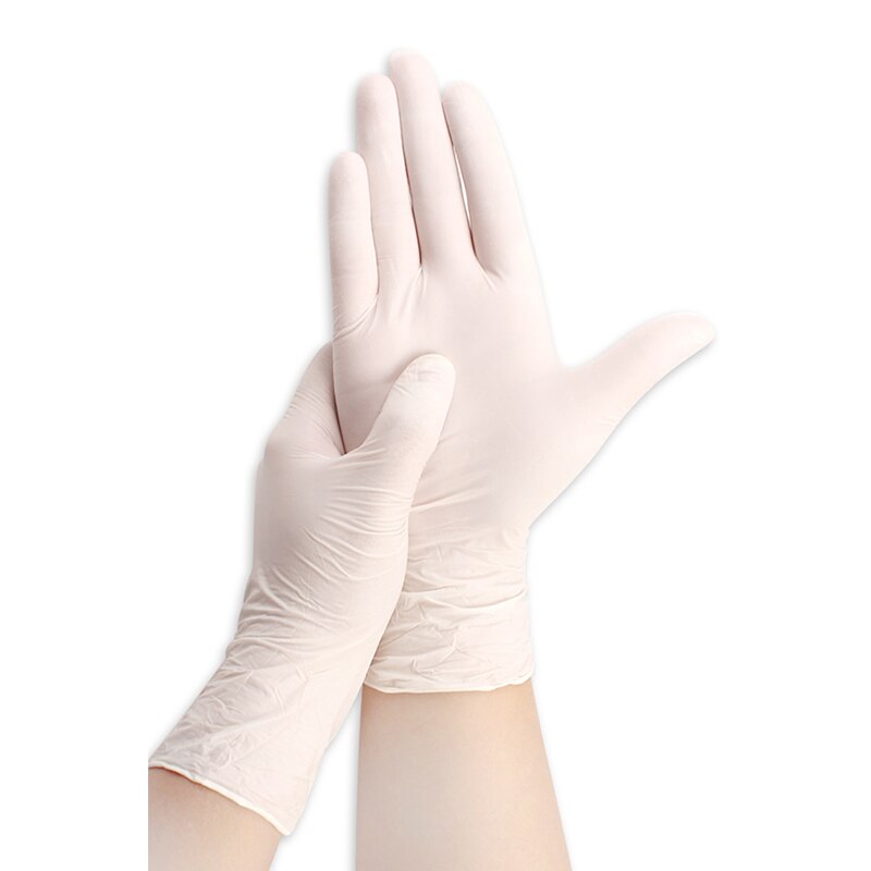 IMBABY 100pcs Disposable Latex Gloves Children Adult Non-Slip Durable Nitrile Gloves Acid & Alkali Rubber Glove Universal Gloves: 100PCS White S