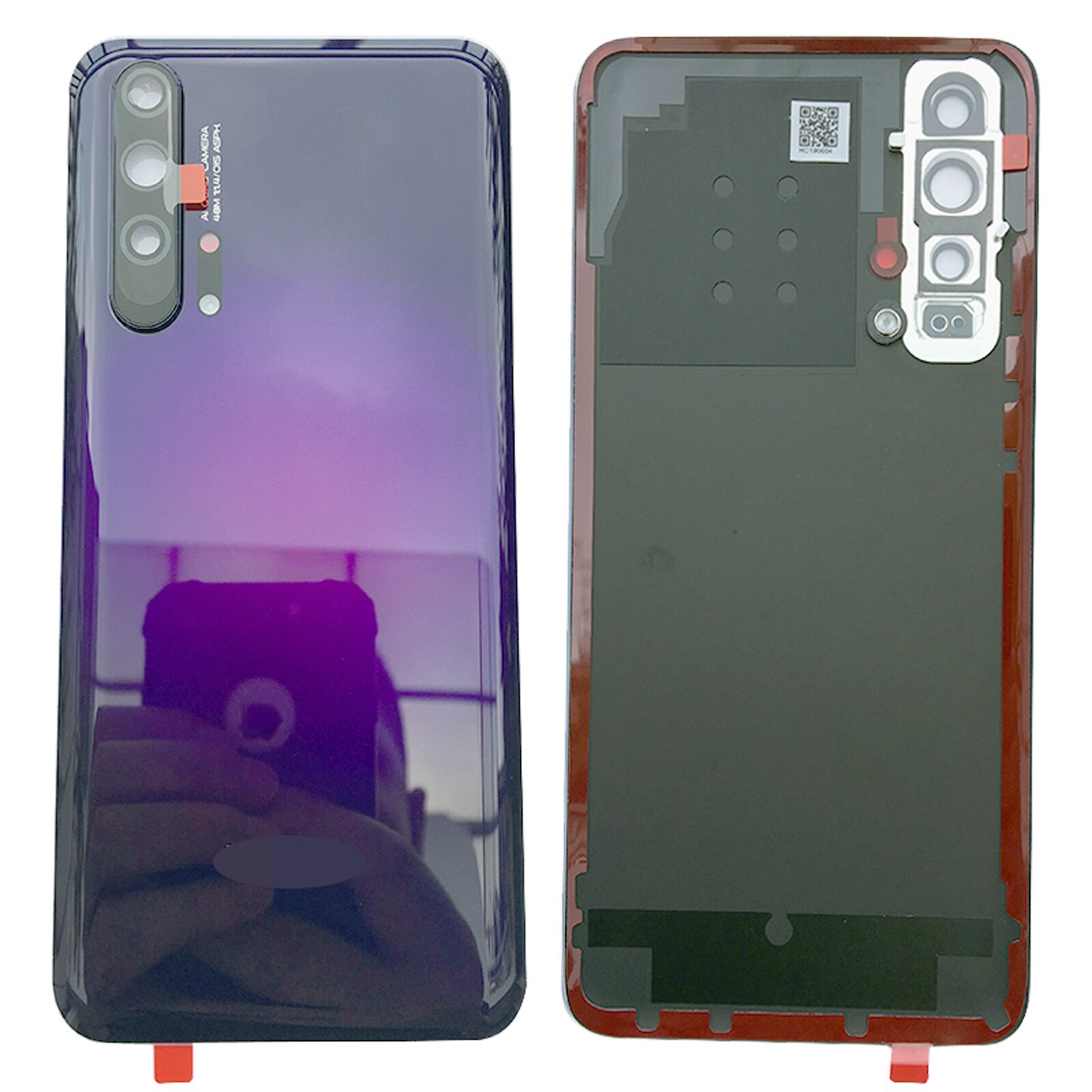 Shyueda 100% Original 6.26" For Huawei Honor 20 Pro YAL-L41 YAL-AL10 Glass Rear Back Door Housing Battery Cover: Purple with lens
