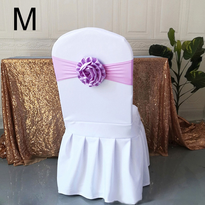 Elastische Polyester Stoel Band Bow Sash Stretch Stoel Sjerp Band Met Grote Bloem Voor Banket Hotel Bruiloft Verjaardag Party Decoratio: M