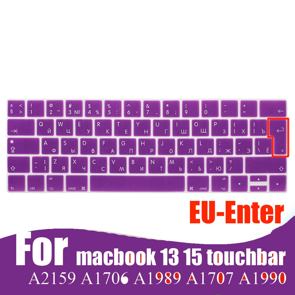Rosyjska obudowa klawiatury laptopa dla Macbook pro 13 15 touchbar klawiatura ochronna kolorowa obudowa klawiatury A2159 A1707 A1989A1990: EU purple
