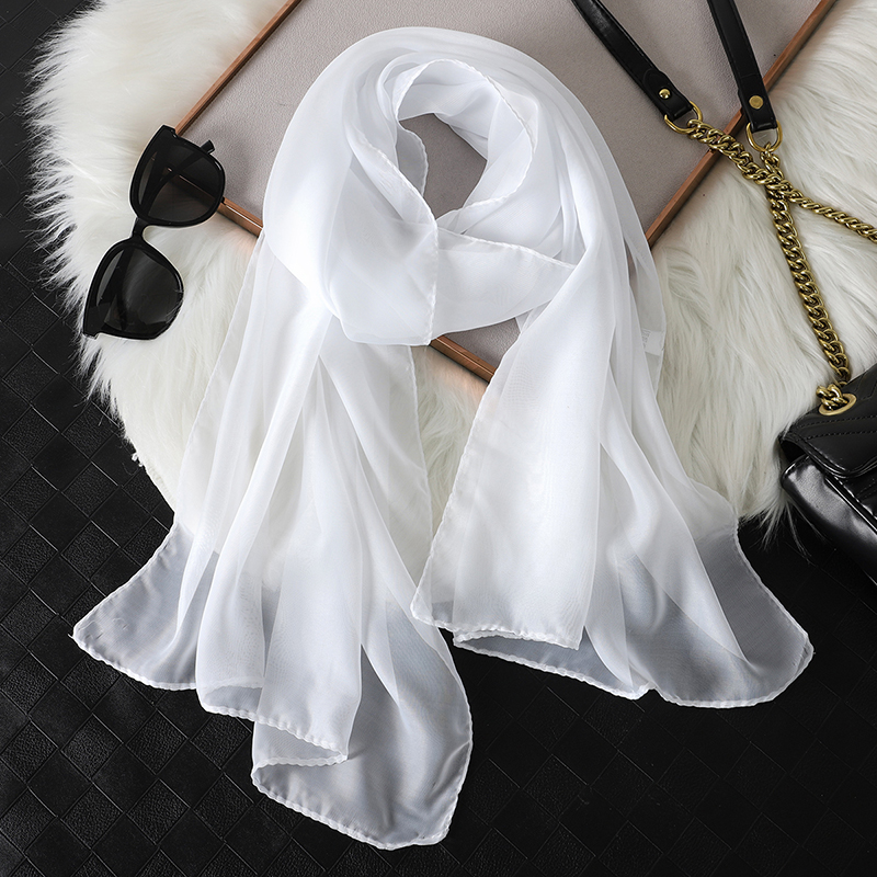 Moda chiffon macio sólido cachecol xale moda decorar cachecóis respirável proteção solar elegante senhora versátil bandana