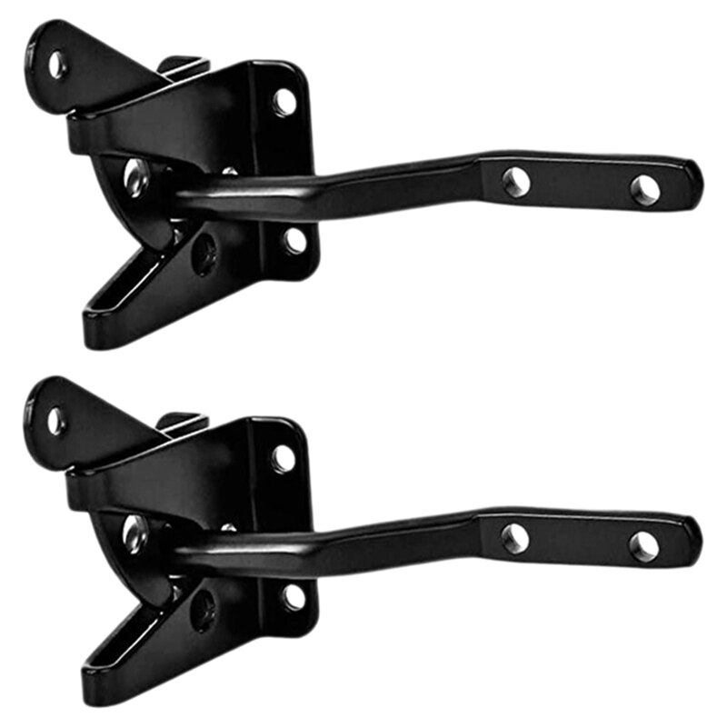 2Pcs Self Locking Gate Latch Automatic Gravity Lever Fence Gate Lock for Wood Fence Gate Door Latches Steel Black: Default Title