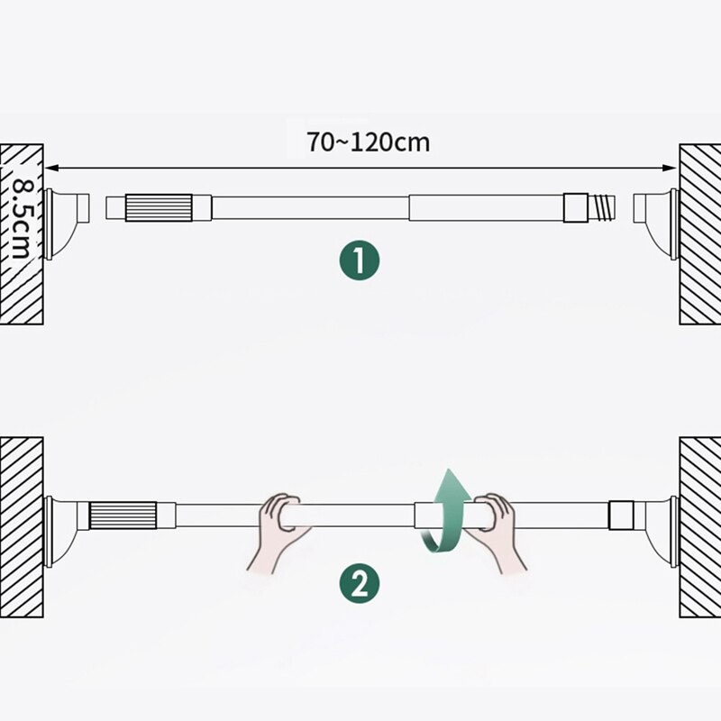 25mm Telescopic Adjustable Clothes Dryer Stainless Steel Tension Rod Bathroom Rail Can Be Used for 19.69-27.56inch