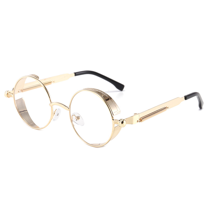 Metal Steam Punk Sunglasses Men Women Round Mirror Glasses Brand Vintage Sun Glasses Retro Eyeglasses UV400: ROSE RED