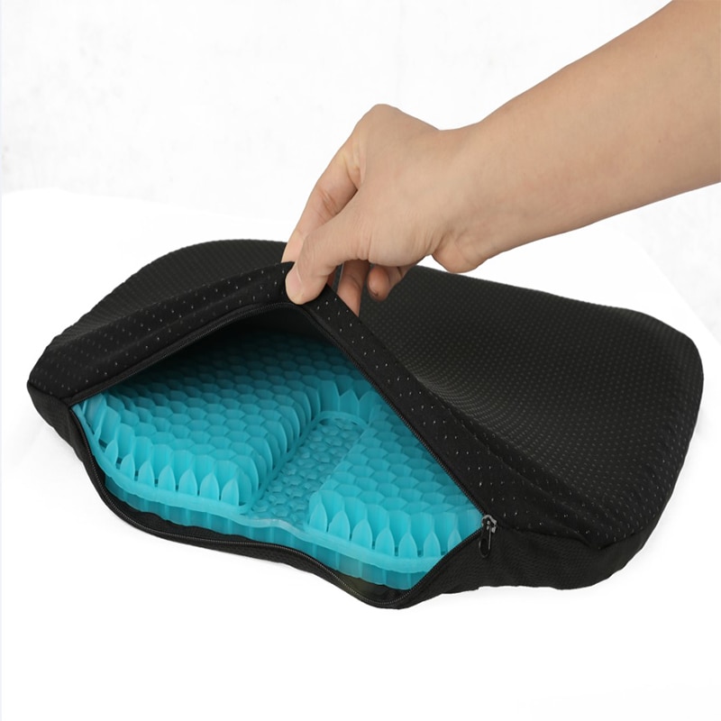 Gel elastisk sklisikker sittepute bil sofa kontor livmorhals helsevesen ispute honeycomb dobbelt lag stor størrelse gel setepute