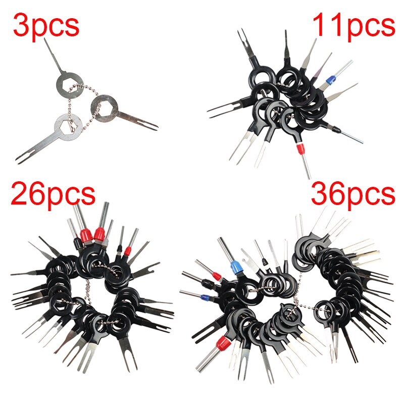3/11/26/36Pcs Car Terminal Removal Tool Wire Plug Connector Extractor Puller Release Pin Extractor Kit for CarPlug Repair Tool