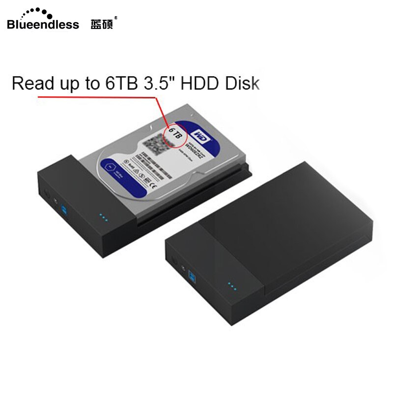 Blueendless 3.5' Hdd Case External Enclosure Plastic 12V 2A Sata to USB 3.0 Hdd Docking Station AC Plug HDD Caddy Box HD Externo