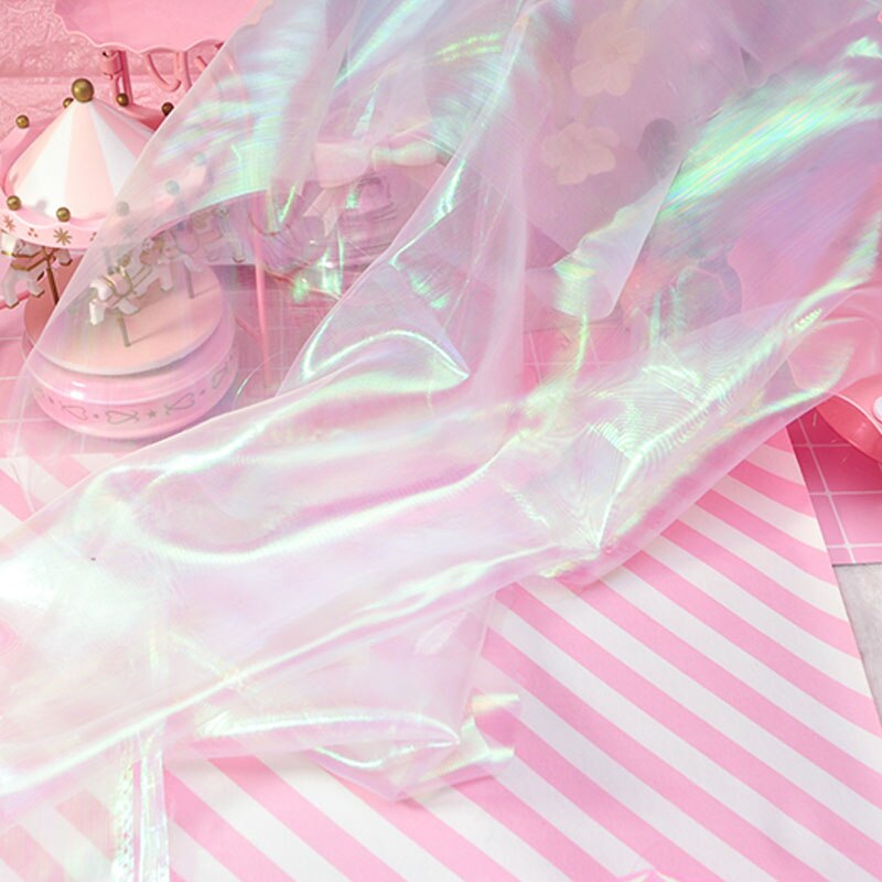 Tissu Tulle Organza irisé 100x150CM | Arrière-plan bricolage pour thème sirène licorne, nappe de mariage, décor de fête