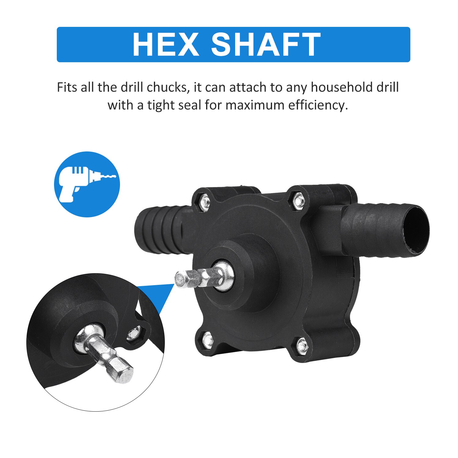 Portable Drill Pump Self Priming Oil Fluid Water Transfer Pump Emergency Bilge Pump Watering Fish Tank Pump for All Drills Fluid