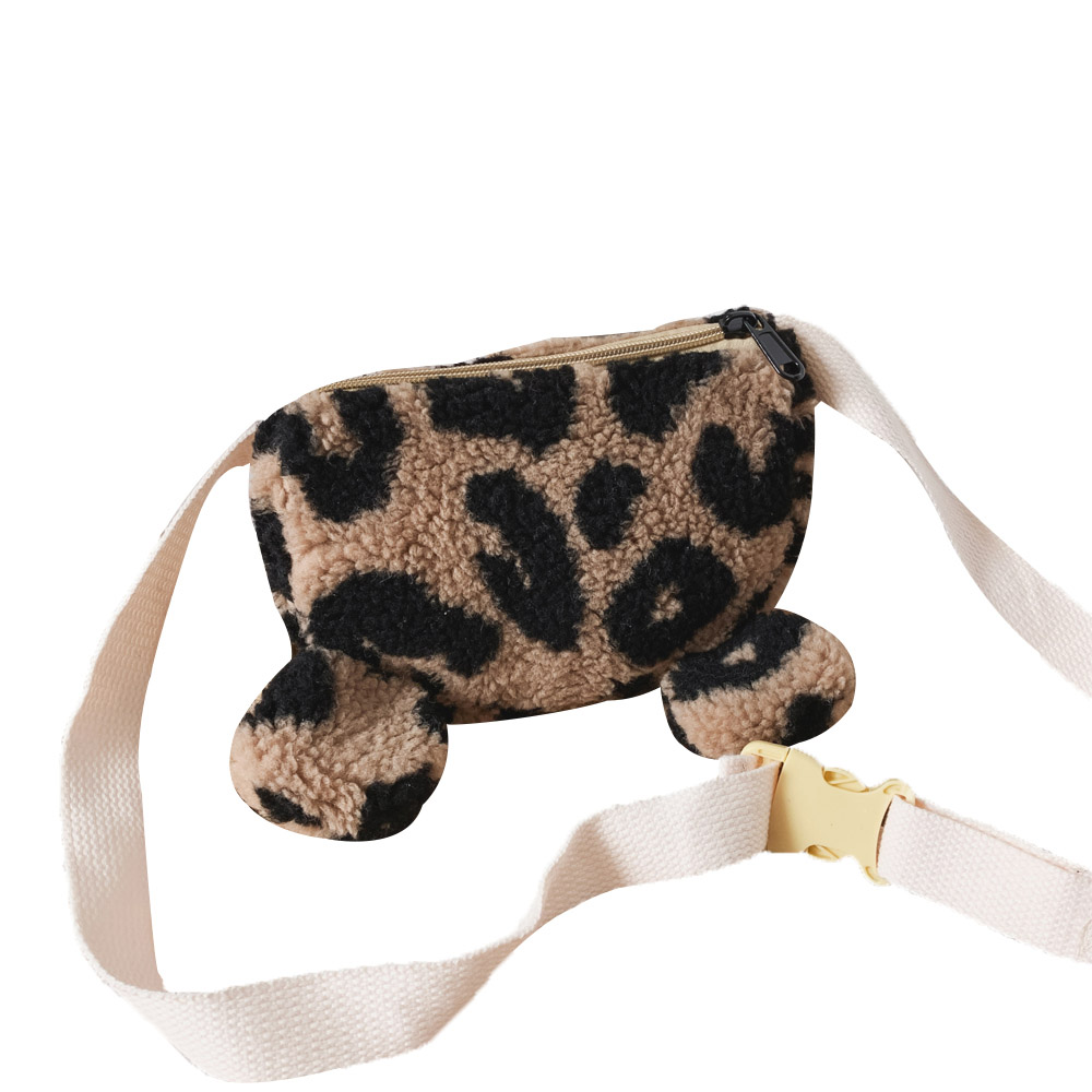 Chaotong leopard Plush Messenger Bag - Black Leopard