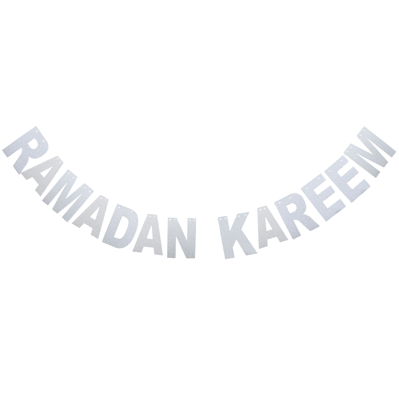 EID Mubarak bannière paillettes étoile lune lettre papier banderoles guirlande islamique musulman fête Ramadan Kareem décorations pour la maison 2024: Argent