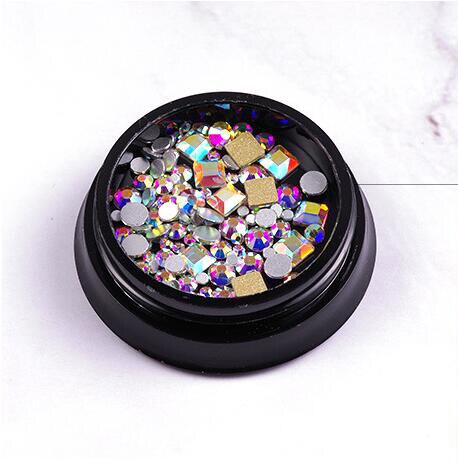 Piedra para Nail art y cuentas de vidrio brillante cuadrado AB diamantes de imitación de cristal claro decoración mixta en tarro piedras brillantes ZR01-10 de dijes: ZR07