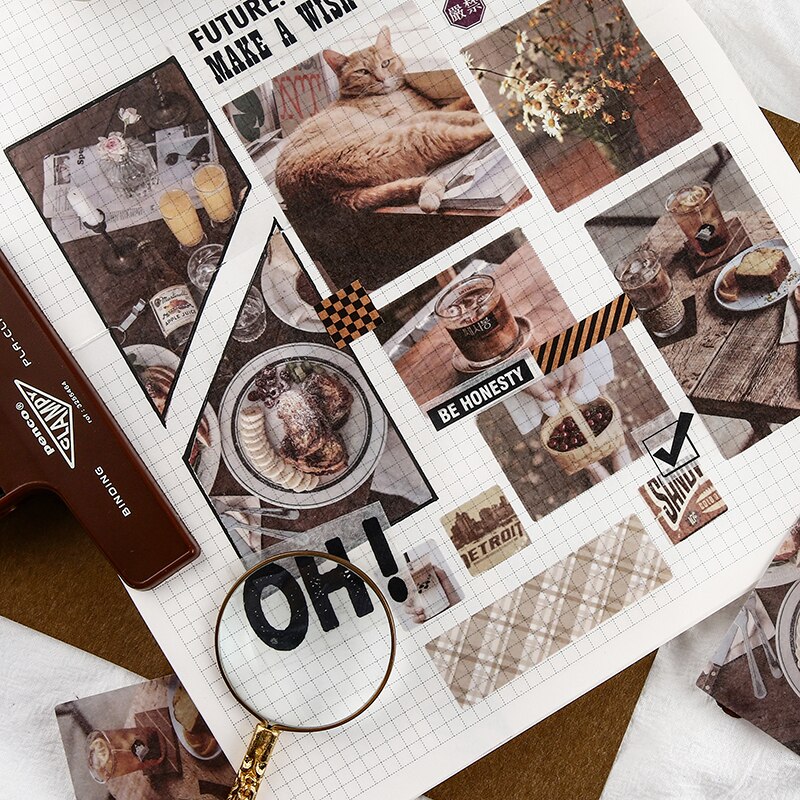 70pcs/lot Retro Coffee Shop Decorative Stickers Scrapbooking Stick Label Diary Stationery Album Stickers