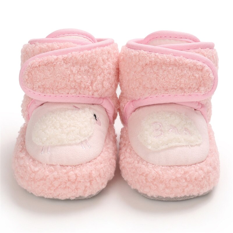 Baby jongens meisjes pantoffels, schattige schapenpatroon baby laarzen winter warme zachte katoenen peuter eerste loopstoel schoenen voor in de wieg: Roze / 13-18 maanden