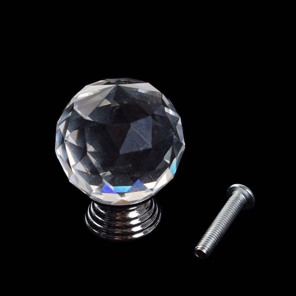 Manija de cajón de bola de cristal brillante, perilla de puerta de diamante con 5 uds. De tornillos de tuerca: 1 set