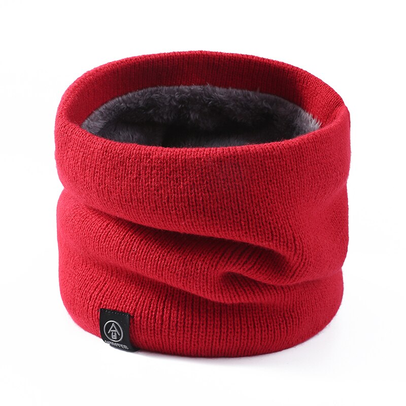 Female Winter Warm Scarf Solid Chunky Cable Knit cotton Snood Infinity Neck Warmer Cowl Collar Circle Scarf Women Men: Red