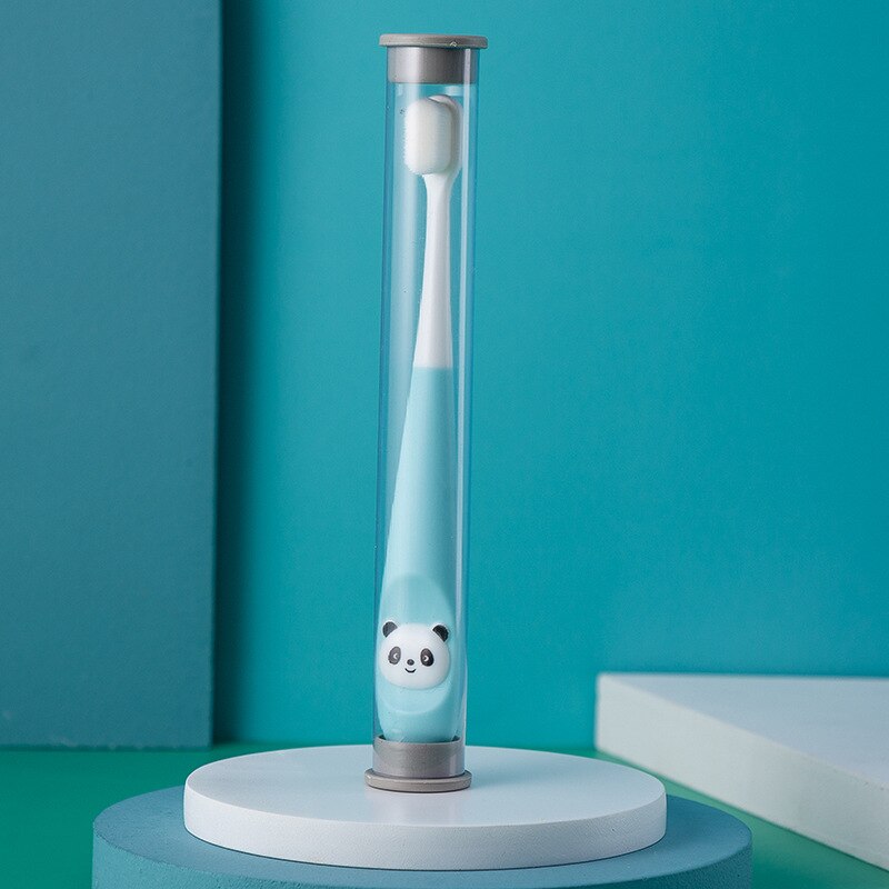 1 søt tegneserie myk tannbørste til låve egnet 1-3 år gammel jente gutt låve baby tann rengjøringsverktøy: 1 stk blå