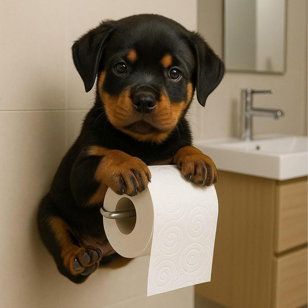 Wall Mount Toilet Paper Holder Dog Shape Funny 3D Printed Towel Holder Paper Rack Bathroom Dog Sculpture Paper Holder