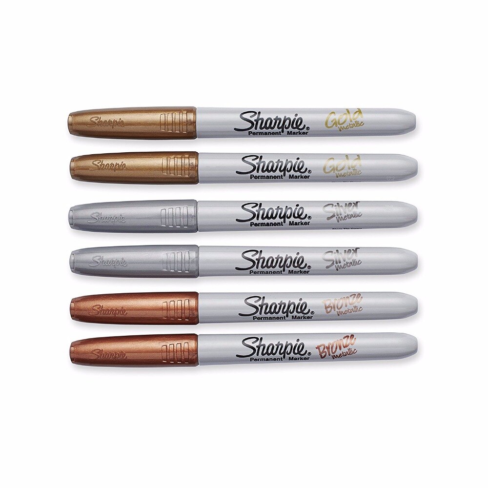 Sharpie 1,0mm Silber Gold Bronze Feine Punkt Öl Metallic Permanent Marker Schreiben Auf Licht und Dark Oberfläche Papier Metall glas