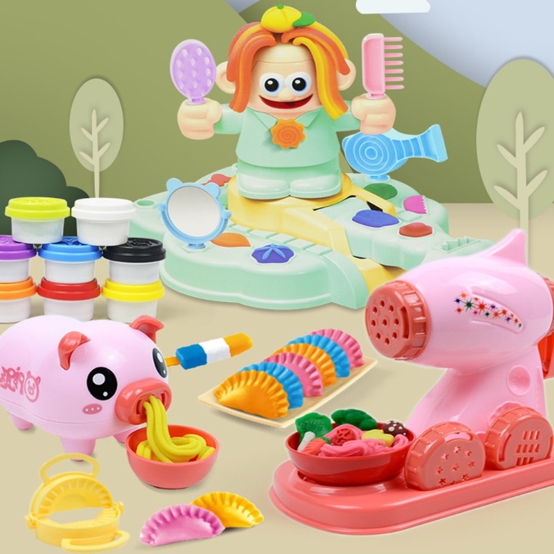 Cute Pig Noodles Dumplings Maker 3D Clay Mold Tool Set DIY Non Toxic Plasticine Modeling Pretend Play Dough Toy