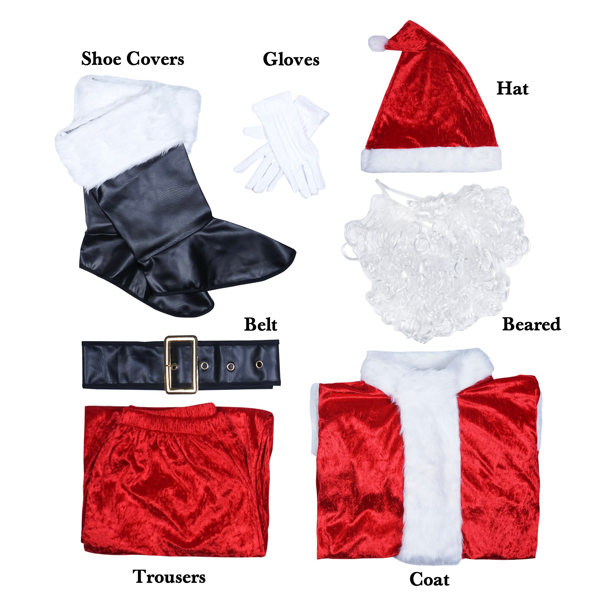 Snailify Men Santa Claus Costume Adult Flannel Santa Costumes 7 pcs Suit