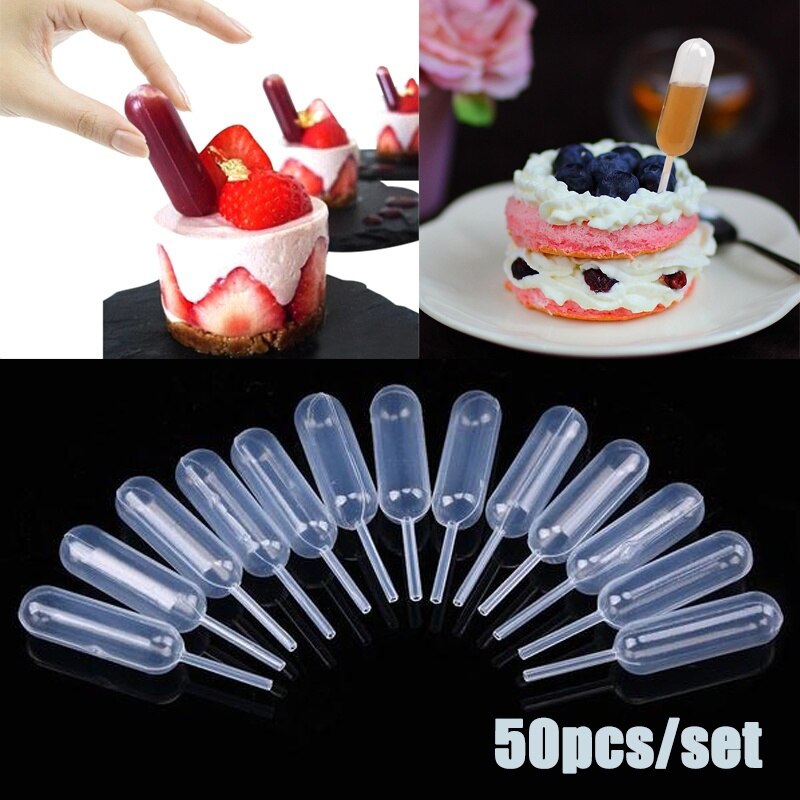 Goteros de 4 ml para Cupcakes, salsa de helado, Ketchup, gelatina, rellenos, dispensador, Mini pipetas de transferencia, 50 unids/paquete