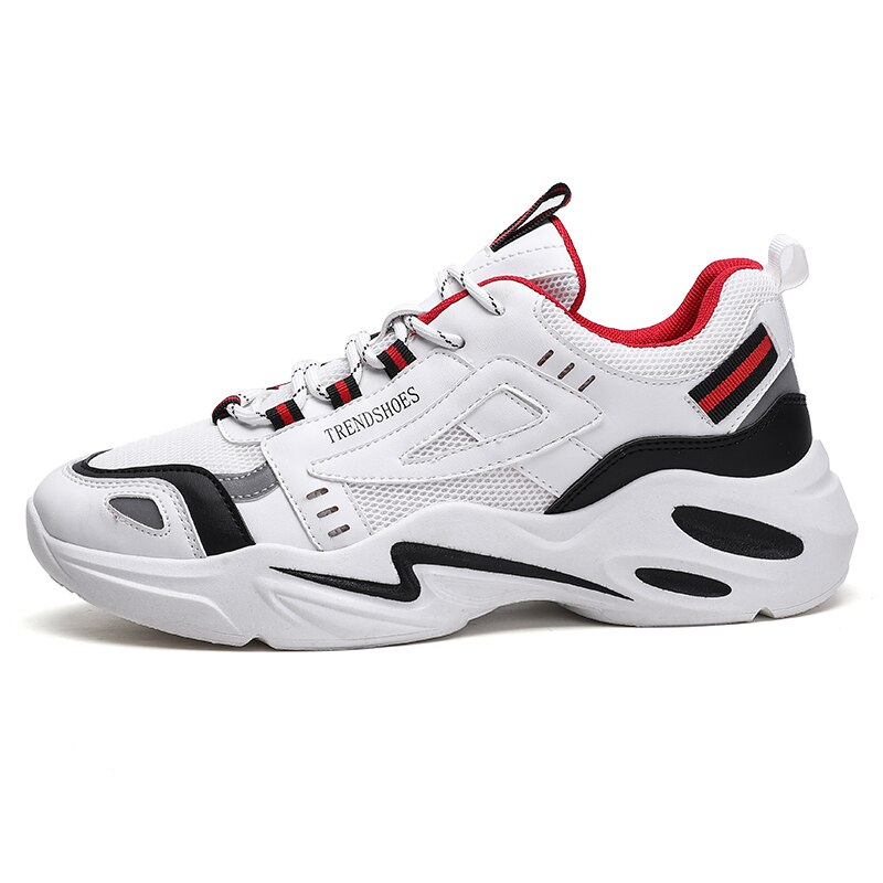 Par utomhus man sneakers lätta fritidsskor för män andas herr tränare skor trend schoenen mannen sportskor: Röd / 9.5