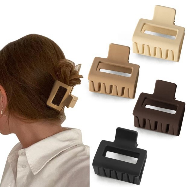 2/8 Uds. Pinzas pequeñas para el pelo para mujer, Mini horquillas de cangrejo, dientes cuadrados mate de doble fila, pinzas medianas para el cabello, accesorios para el cabello