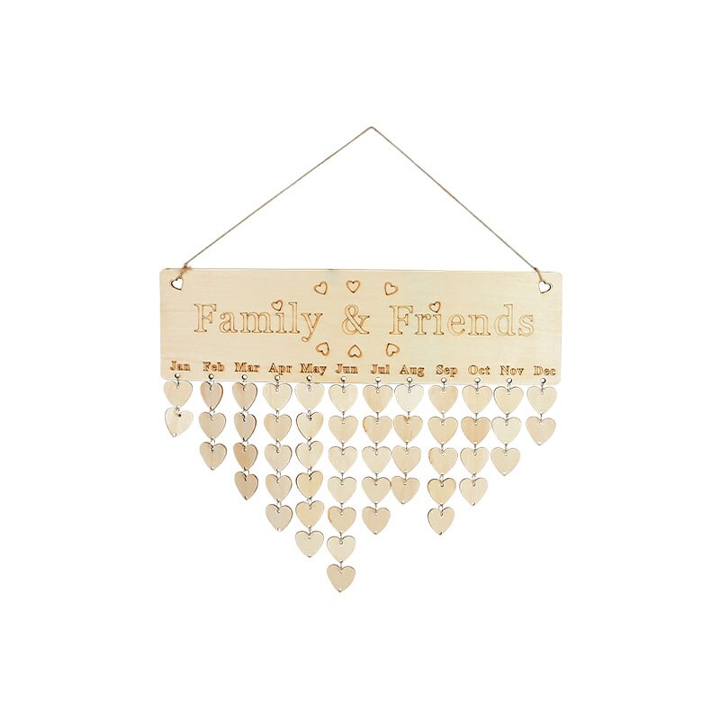 Calendario de madera DIY para cumpleaños, tablero de calendario para días especiales, recordatorio de cumpleaños para amigos y familia, decoración colgante: M01