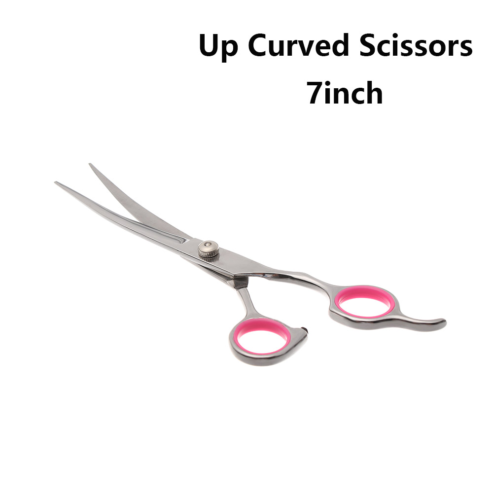 Sharp Blades Stainless Steel Dog Grooming Thinning Scissors Thick Hair Fur Ear Face Coat Trimming Pet Shears: 7ich-Up Curved