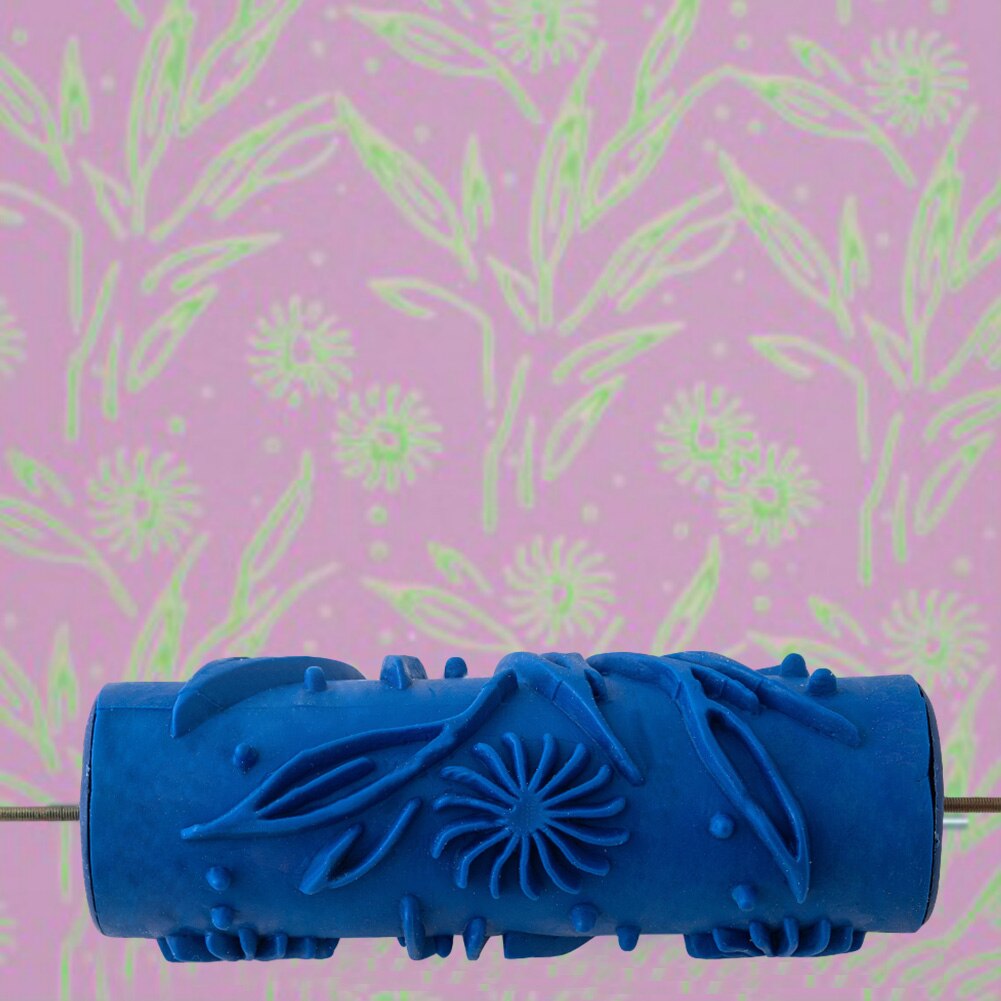 Brush Home Patterned Paint Roller Hand Tool Embossed DIY Flower Leaves Accessory Sleeve Wall Decoration Texture Office Stencil