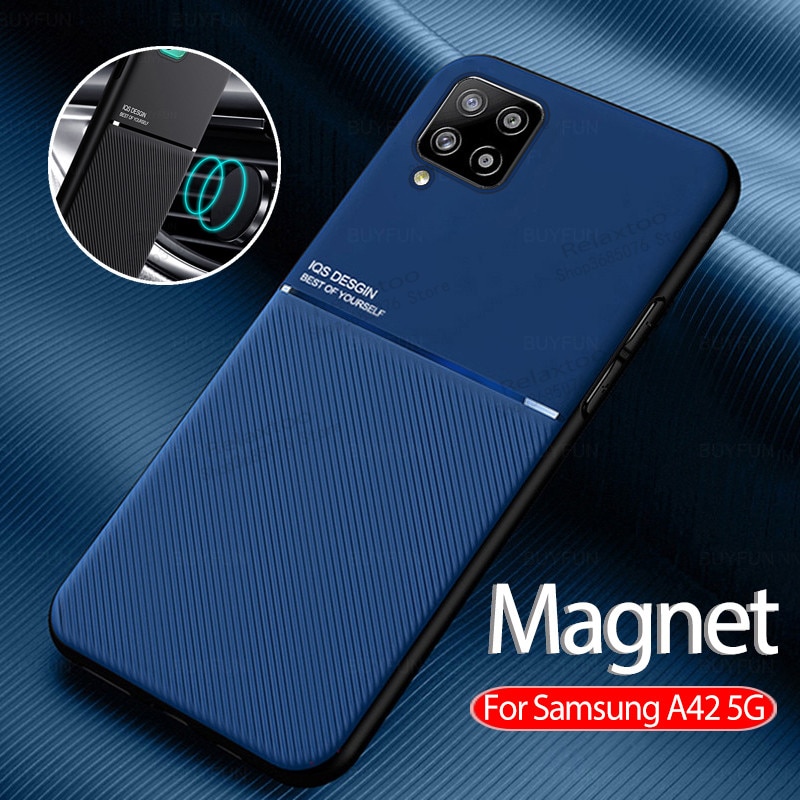 Coque de téléphone en cuir avec support de voiture magnétique, étui en silicone de 6.6 pouces pour samsung galaxy a42 5G a42