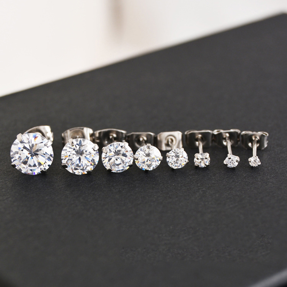 1 Paar Classic Roestvrij Stee Stud Oorbellen Voor Vrouwen Cz Zirkoon Oor Piercing Chirurgisch Staal Oor Sieraden Voor Mannen Jongens vrouwen Meisjes