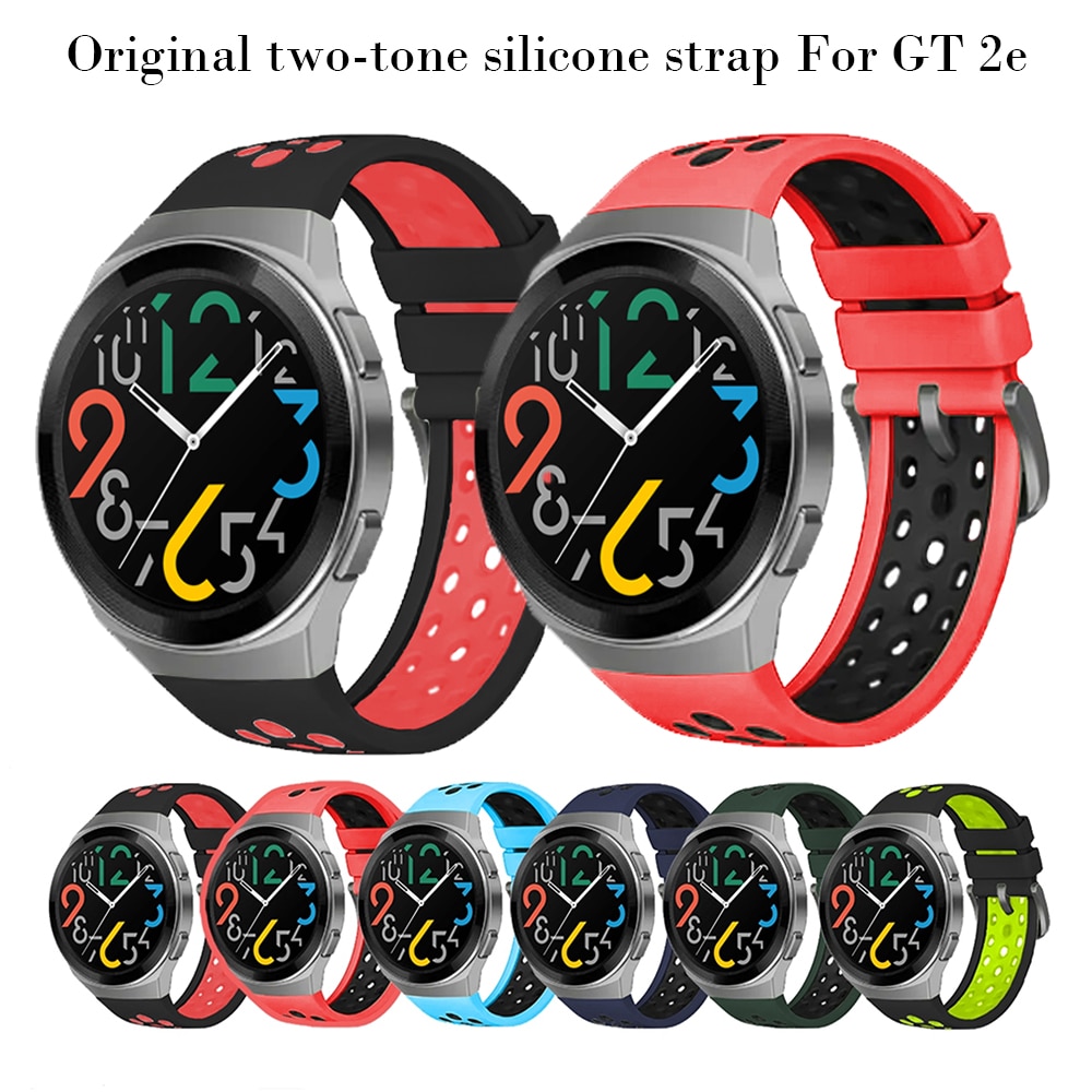 Officiële Twee-Kleur Siliconen Band Voor Huawei Horloge Gt 2e Originele Gewijd Jeugd Edition Horloge Band Voor Horloge Gt 2E Accessoires