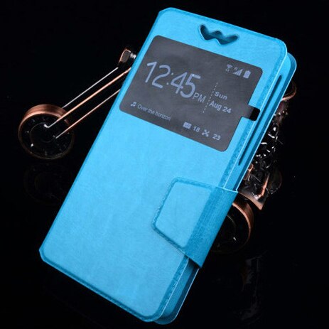 Flip Push Up Phone Case voor Pelephone Gini W5 PU Lederen Silicon Smart Telefoon Gevallen voor Pelephone Gini W5: Blauw