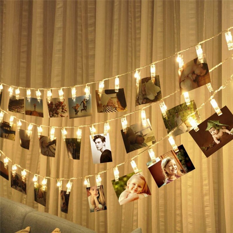 Slinger kaart foto clip lichtsnoer 1.5m 10 leds led lichtslinger kerst slaapkamer diy wasknijper vormen batterij kerstlamp