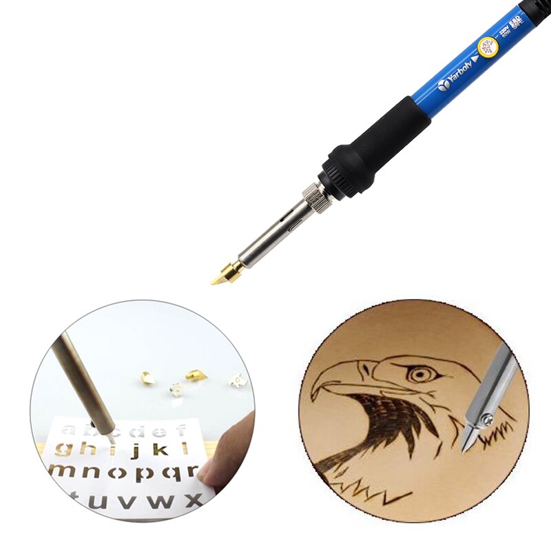 Trä brinnande kit snidning pyrografi penn kit 60w justerbar temperatur lödkolv svetsning trä prägling brännande set