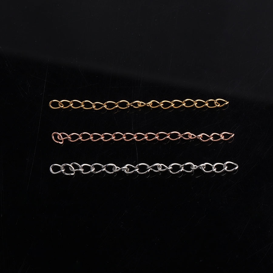 10 pçs/lote 316L 5 centímetros de Extensão Em Massa Ouro Prata Rosa de Ouro Aço Inoxidável Chains Fit DIY Colar Pulseira Descobertas Jóias